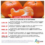 Menus de la semaine du 26 Septembre 2022