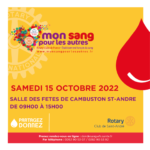 Collecte de sang samedi 15 octobre à la salle des Fêtes de Cambuston